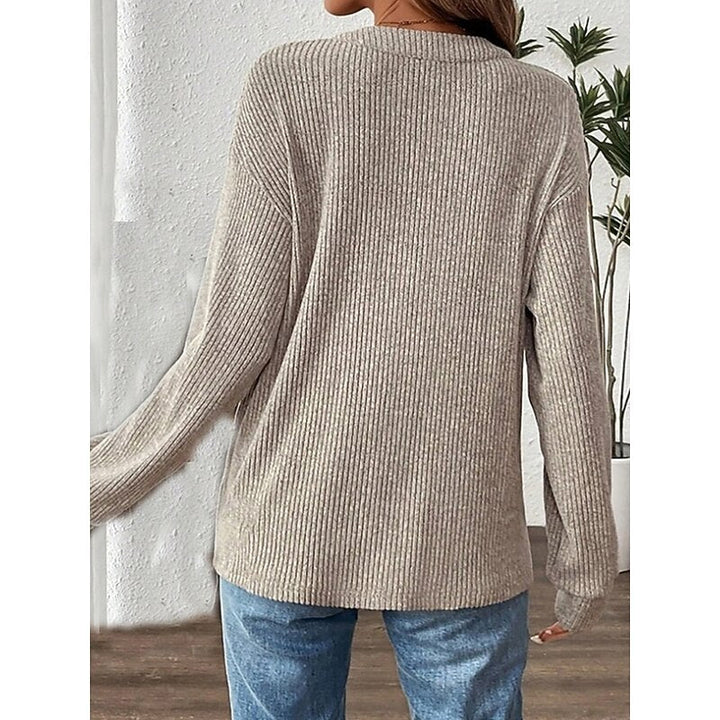 Isadora | Women's Relaxed Fit Ribbed Knit Henley Top with Kangaroo Pocket