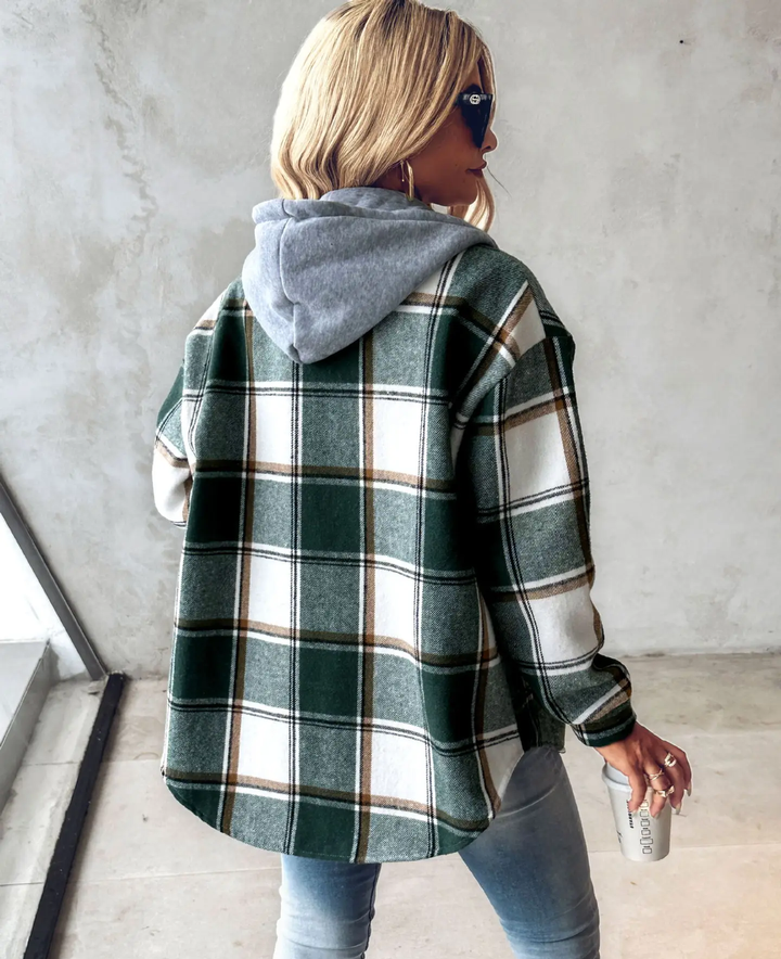 Thistle | Women's Hooded Plaid Checkered Shirt Jacket