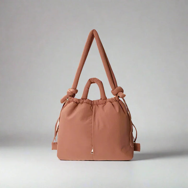 Padded Knot Strap Drawstring Shoulder Tote Bag