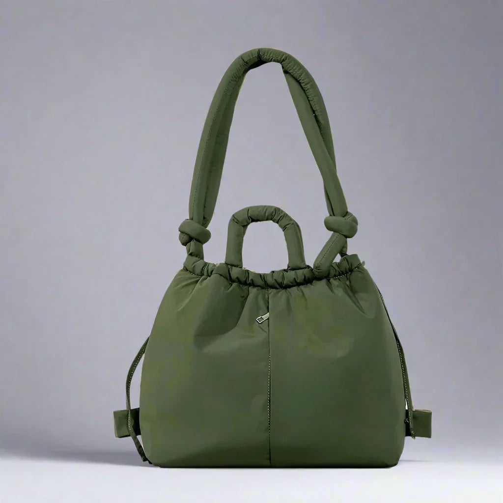 Padded Knot Strap Drawstring Shoulder Tote Bag