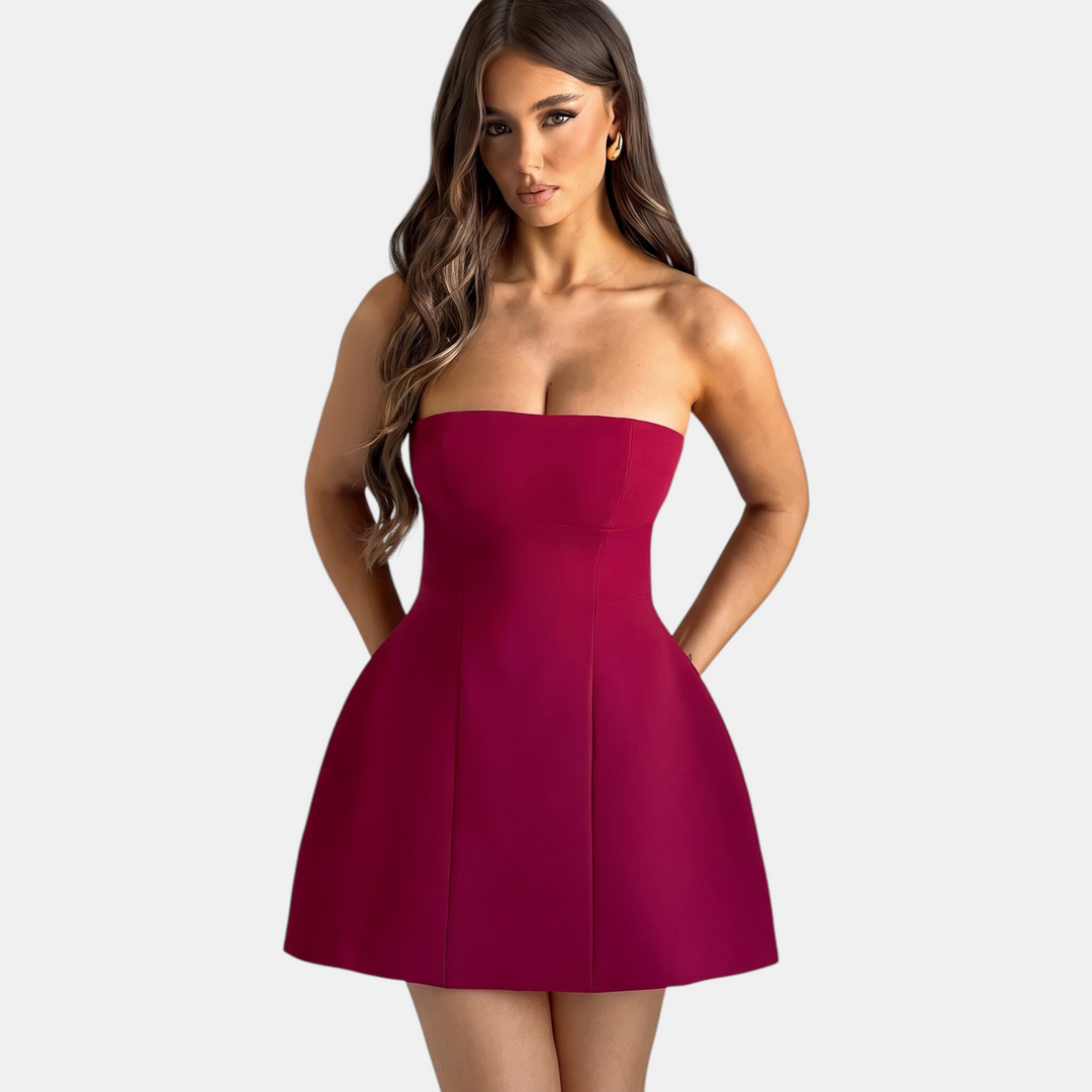 Calantha | Women's Strapless A-Line Fitted Bandeau Mini Homecoming Dress