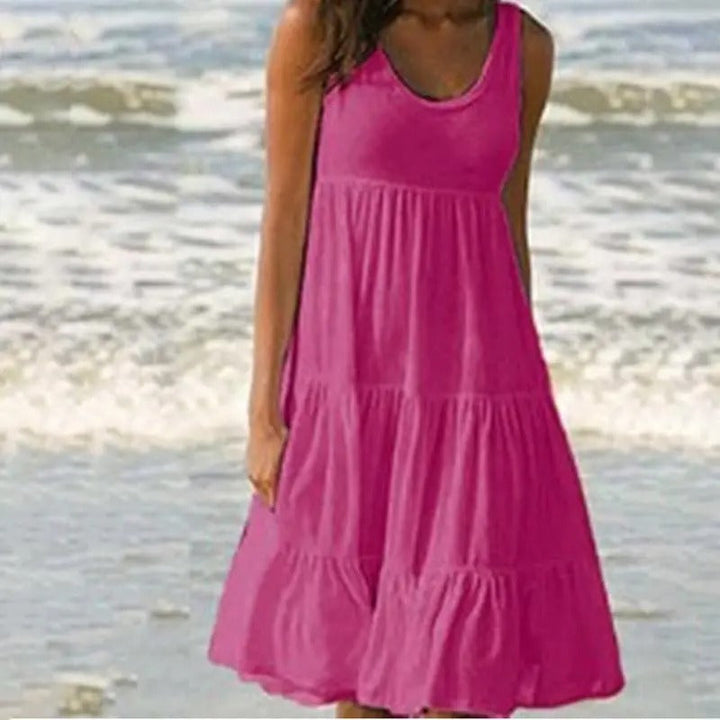 Sleeveless Scoop Neck Tiered Ruffle Hem Casual Sundress