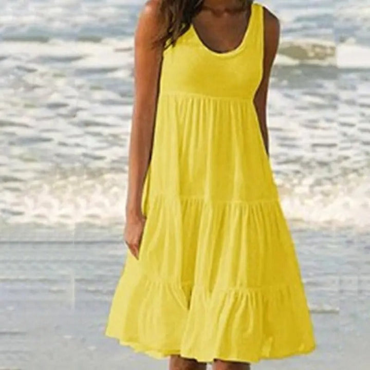 Sleeveless Scoop Neck Tiered Ruffle Hem Casual Sundress