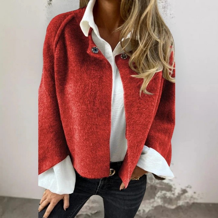Haley - Round Neck and Long Sleeves Wool Coat