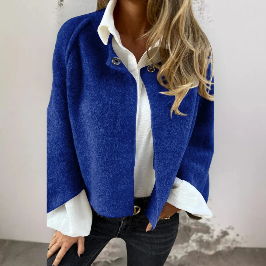 Haley - Round Neck and Long Sleeves Wool Coat