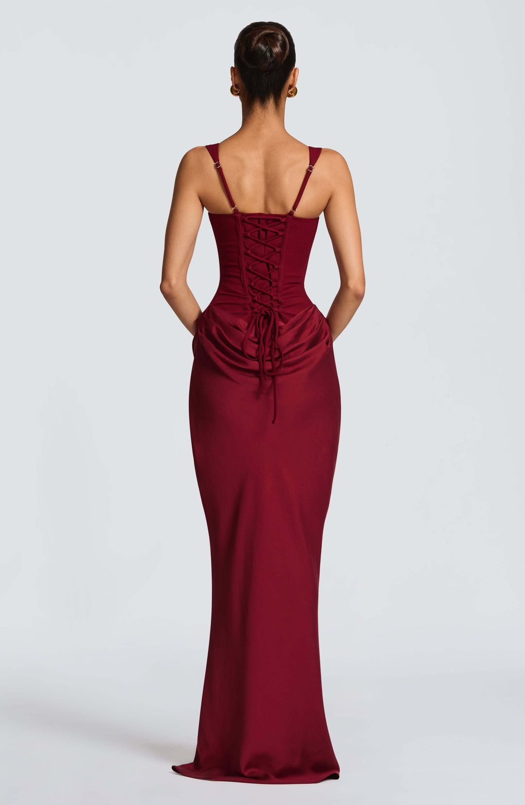 Ruched Side Scoop Neck Sleeveless Bodycon Maxi Dress - Formal Evening Gown
