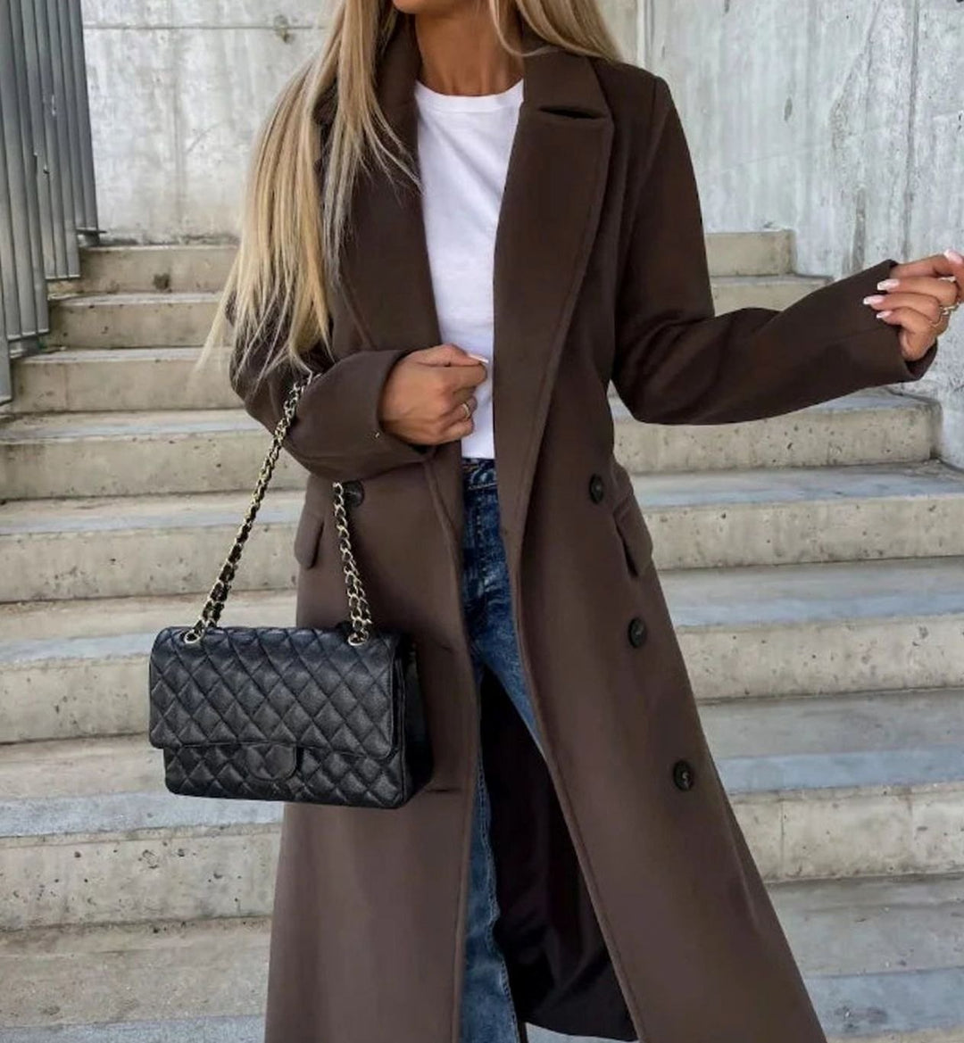 Camille | Women's Long Double-Breasted Lapel Coat