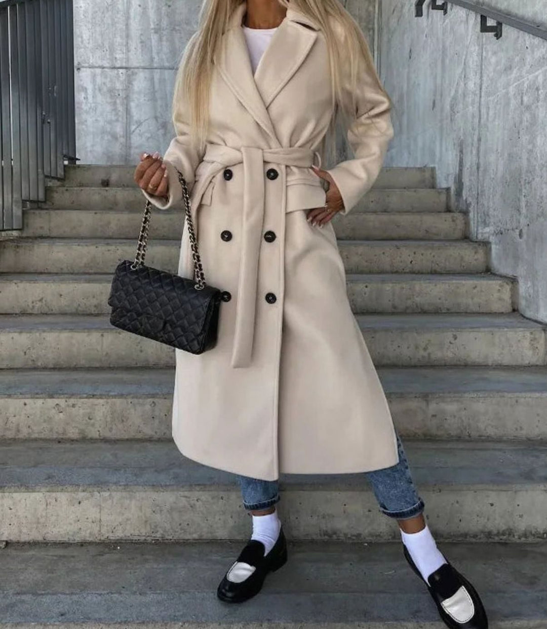 Camille | Women's Long Double-Breasted Lapel Coat