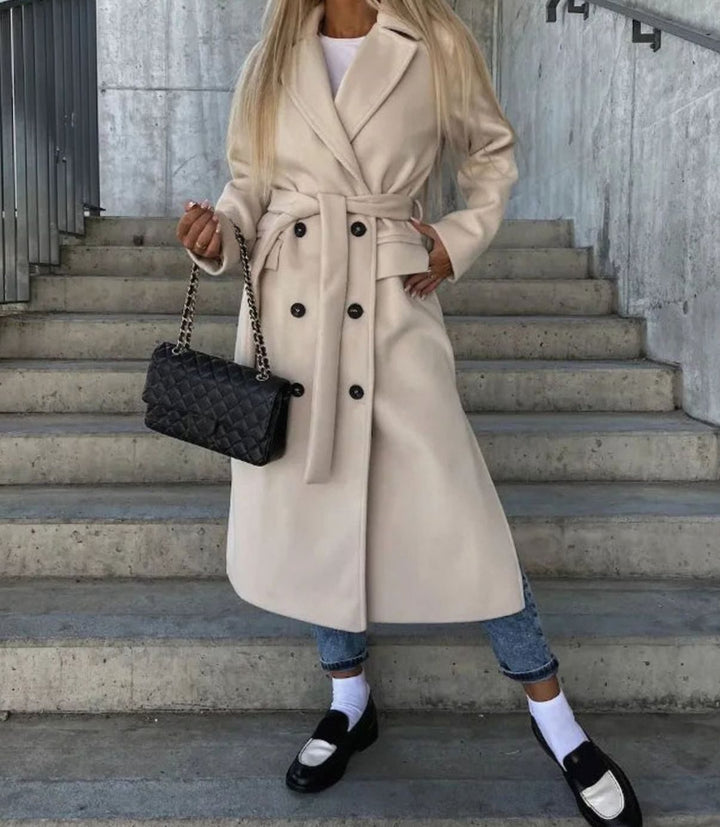 Camille | Women's Long Double-Breasted Lapel Coat