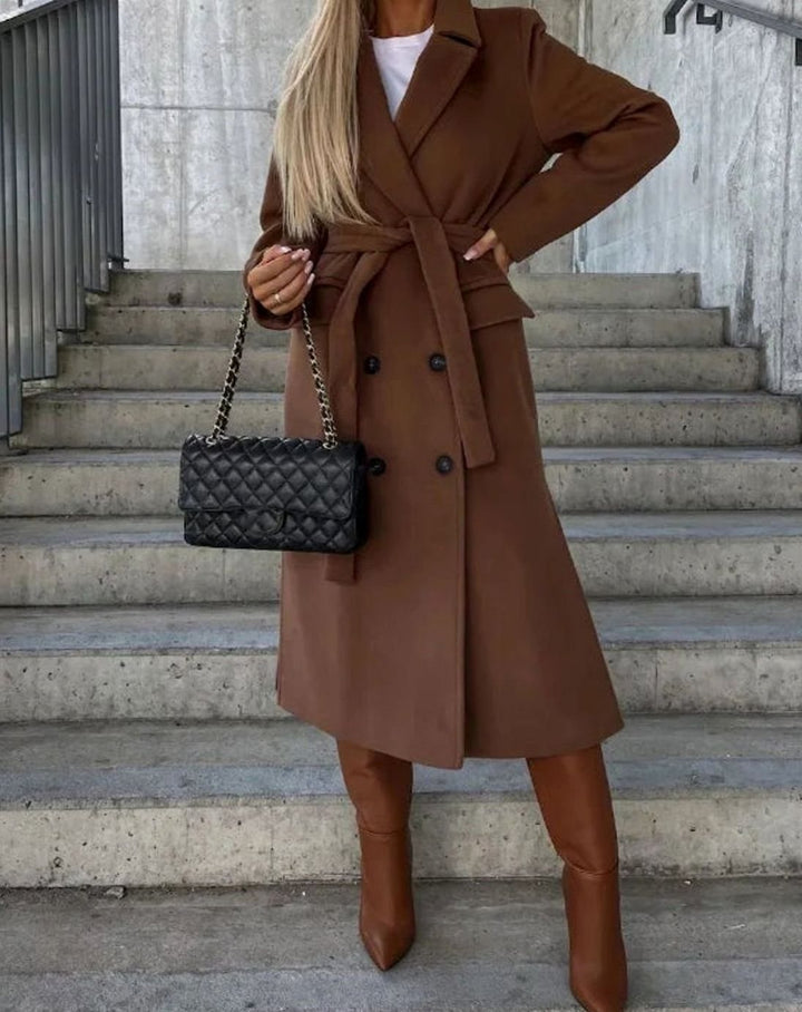 Camille | Women's Long Double-Breasted Lapel Coat