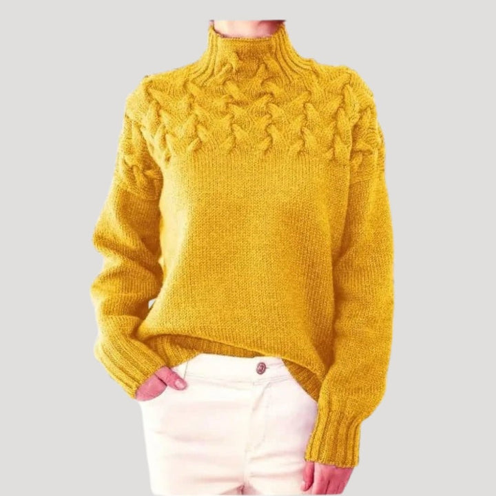 Evelyn | Women's Cable Knit Turtleneck Pullover Sweater