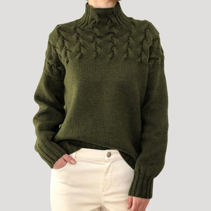 Evelyn | Women's Cable Knit Turtleneck Pullover Sweater