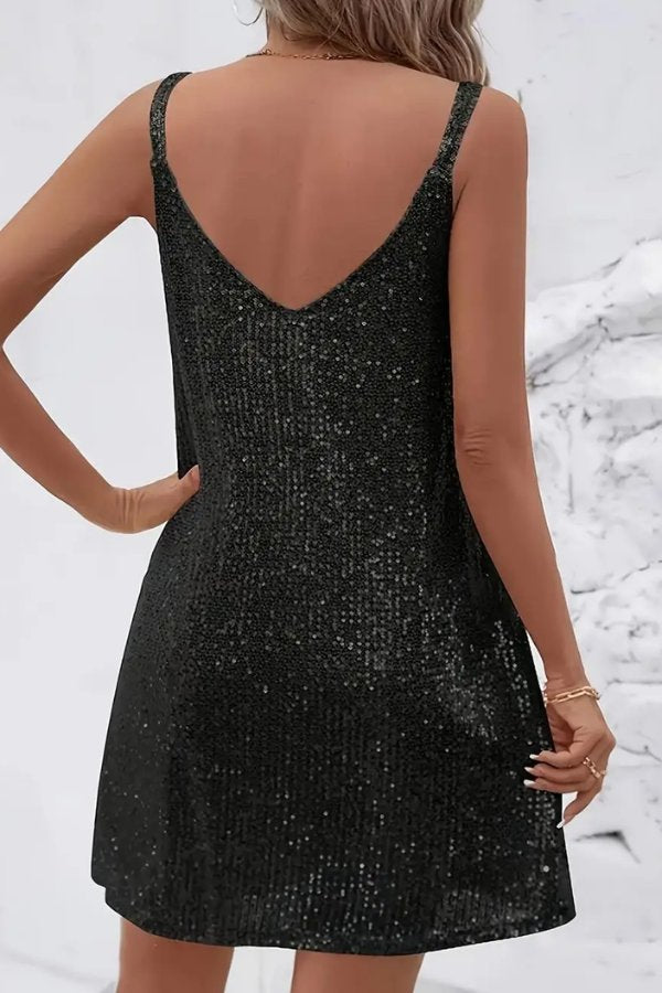 Sequin V-Neck Swing Homecoming Dress