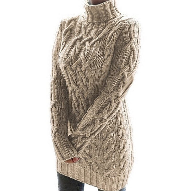 Ophelia | Women's Cable Knit Turtleneck Sweater Dress