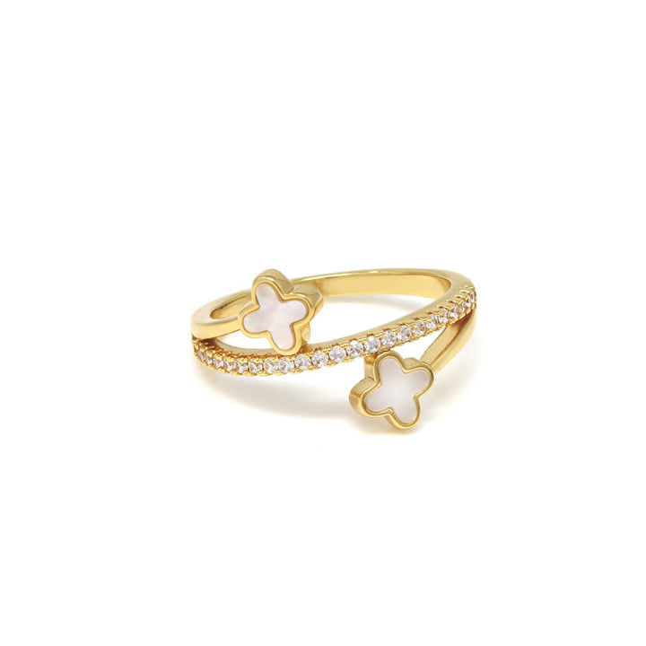 Clover Ring - Stainless Steel (Gold & Faux Pearl)